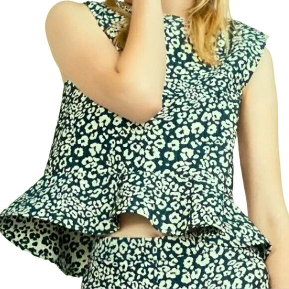 Zara Tops - Zara Basic Women's Leopard Peplum Top Sleeveless Green Size XS